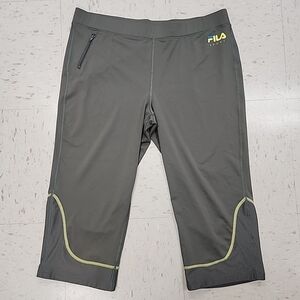 Fila Sport Green Gray Performance Cropped Capri Running Pants Women's Large